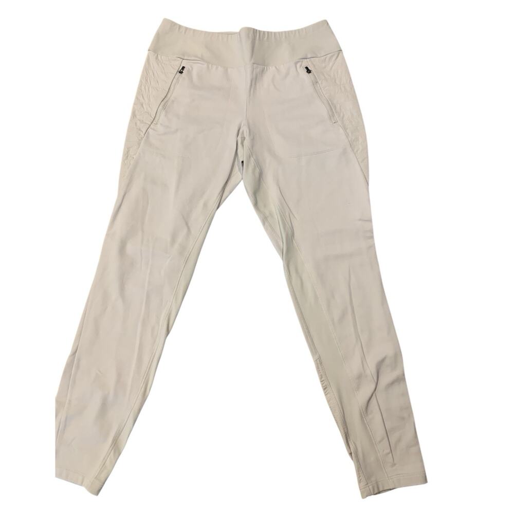 Athleta Peak Hybrid Fleece Exercise Pants/ Leggings Large Ivory Pre-Owned